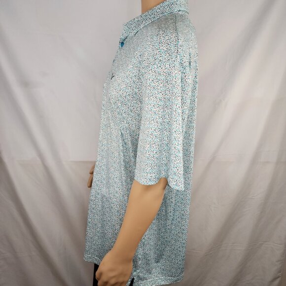 Callaway Polo Shirt Men XL Opti Dri Golf Performance All Over Print Light Blue - Picture 3 of 9